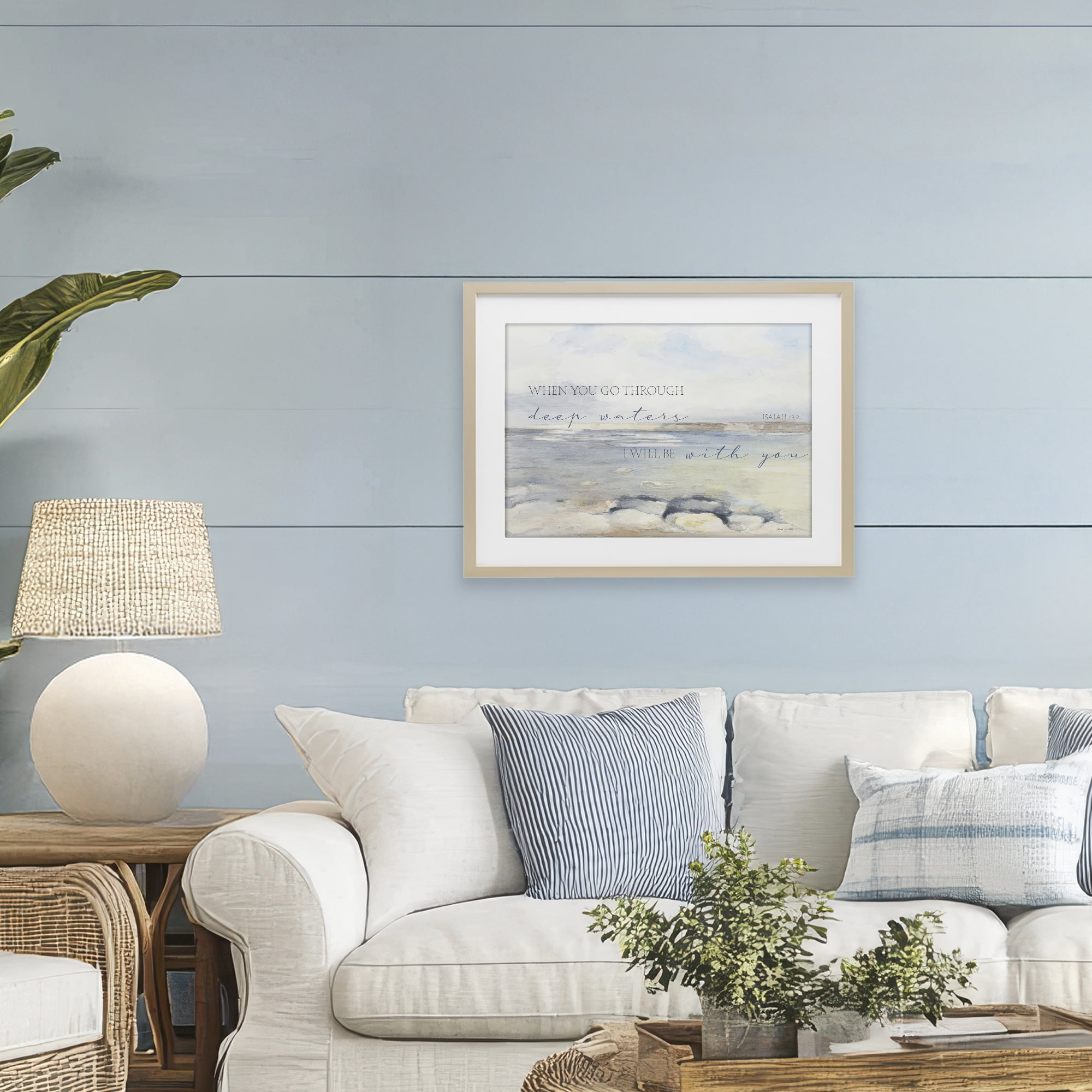 Stupell Industries Deep Waters Isaiah 43:2 Birch Framed Print Under Glass, design by Lanie Loreth