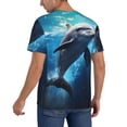 thumbnail image 2 of Hirioo Ice Blue Ocean Cute Dolphin for Men's Baseball T-shirt Shirts Short Sleeve Casual Summer Button Stretch T Shirts,Size S-4XL-3X-Large, 2 of 7