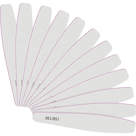 Nail File, 12 PCS 150/150 Grit Nail File And Buffer Set Double Sided Emery Boards Finger Nail Files For Natural Acrylic Gel Nails, Heavy Duty Nail File Manicure Tool For Home Salon