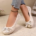 thumbnail image 5 of Ballet Flats for Women Lace Cutout Bow Slip-On Shoes Closed Toe Causal Breathable Flat Shoes, 41, 5 of 8