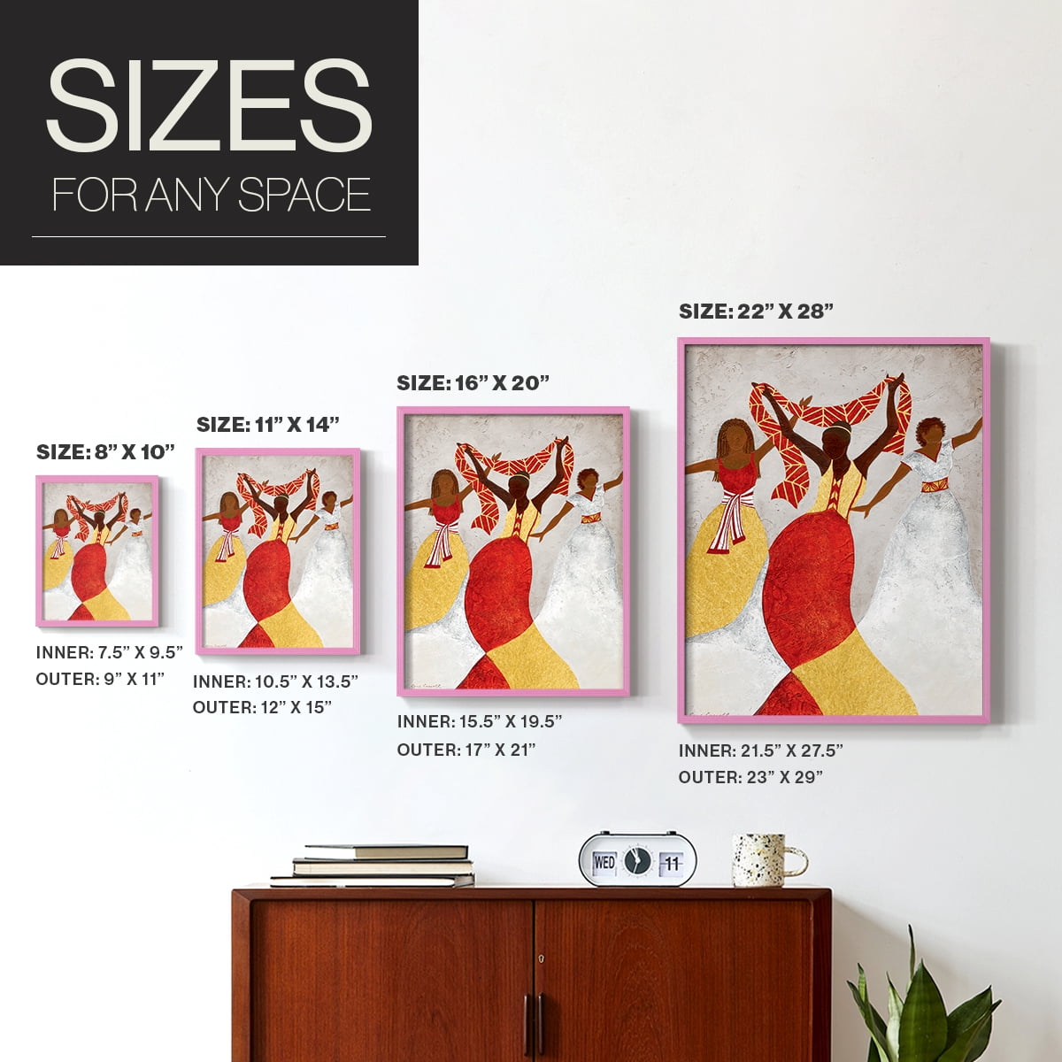 Golden Rhythm in Pink Solid Wood 8 x 10 Framed Print