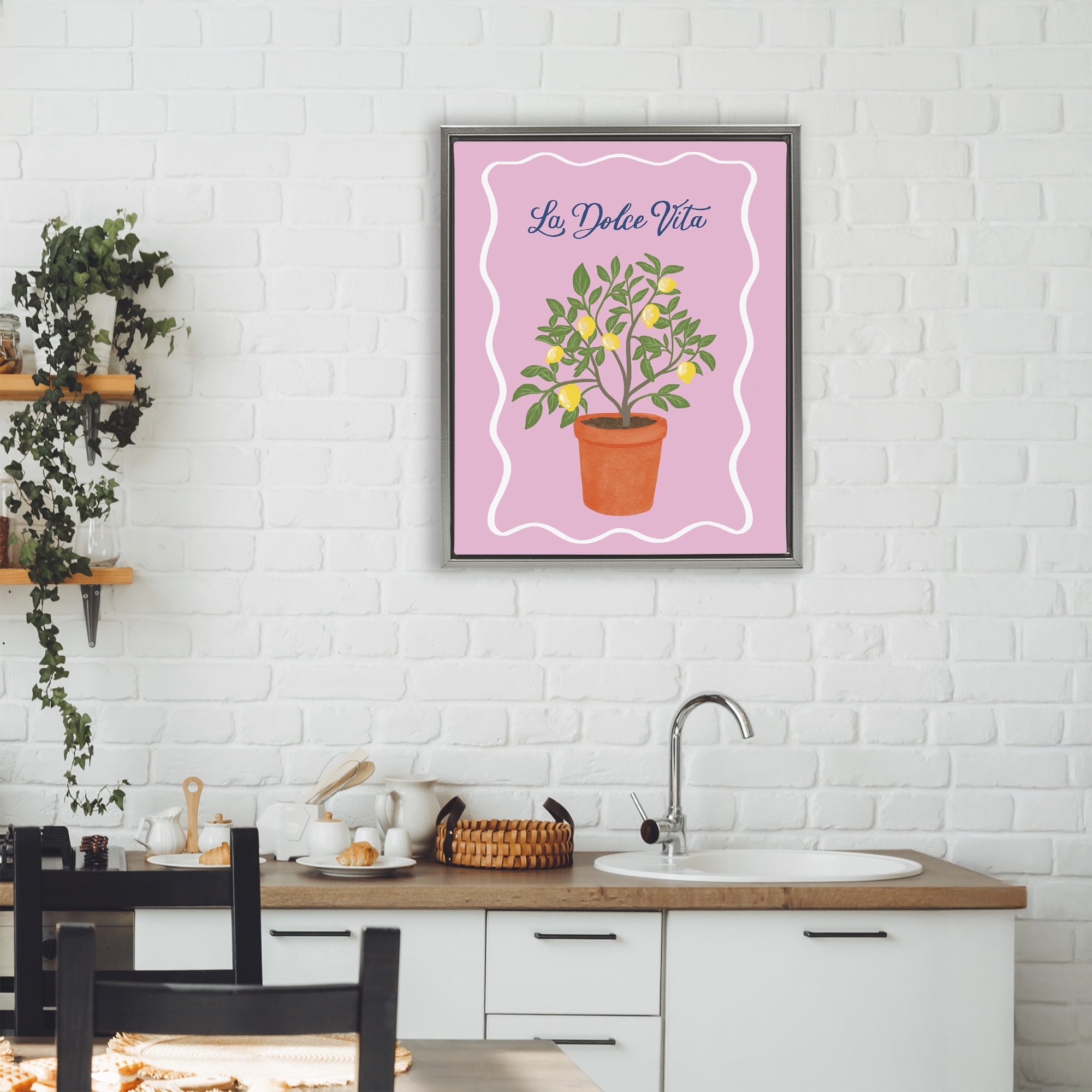 Stupell Industries Dolce Vita Lemon Tree Gray Framed Floater Canvas Wall Art, design by Be Ni La