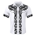 thumbnail image 4 of Mens Shirts Western Cowboy Print Short Sleeve Button Down Top Casual Camp Classic Comfortable Shirt for Men White XXXXXL, 4 of 4