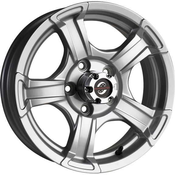 Taskmaster Components 15" x 5" 5 on 4.5 - 3.19 Viking Series Gloss Silver Aluminum Trailer Wheel with Cap - CB - 2150 LB Load Carrying Capacity - 0 Offset-Trailer Use Only