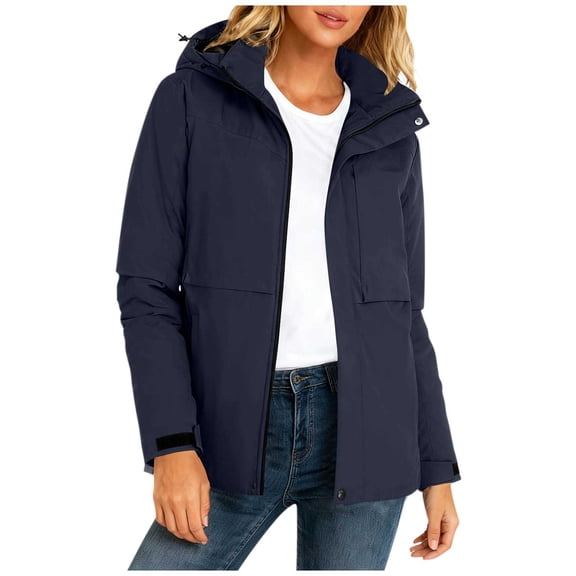 Ruimatai Women's Winter Hooded Parka Coat Long Sleeve Casual Jacket with Zipper Buttons Pockets for Daily Comfort Warmth