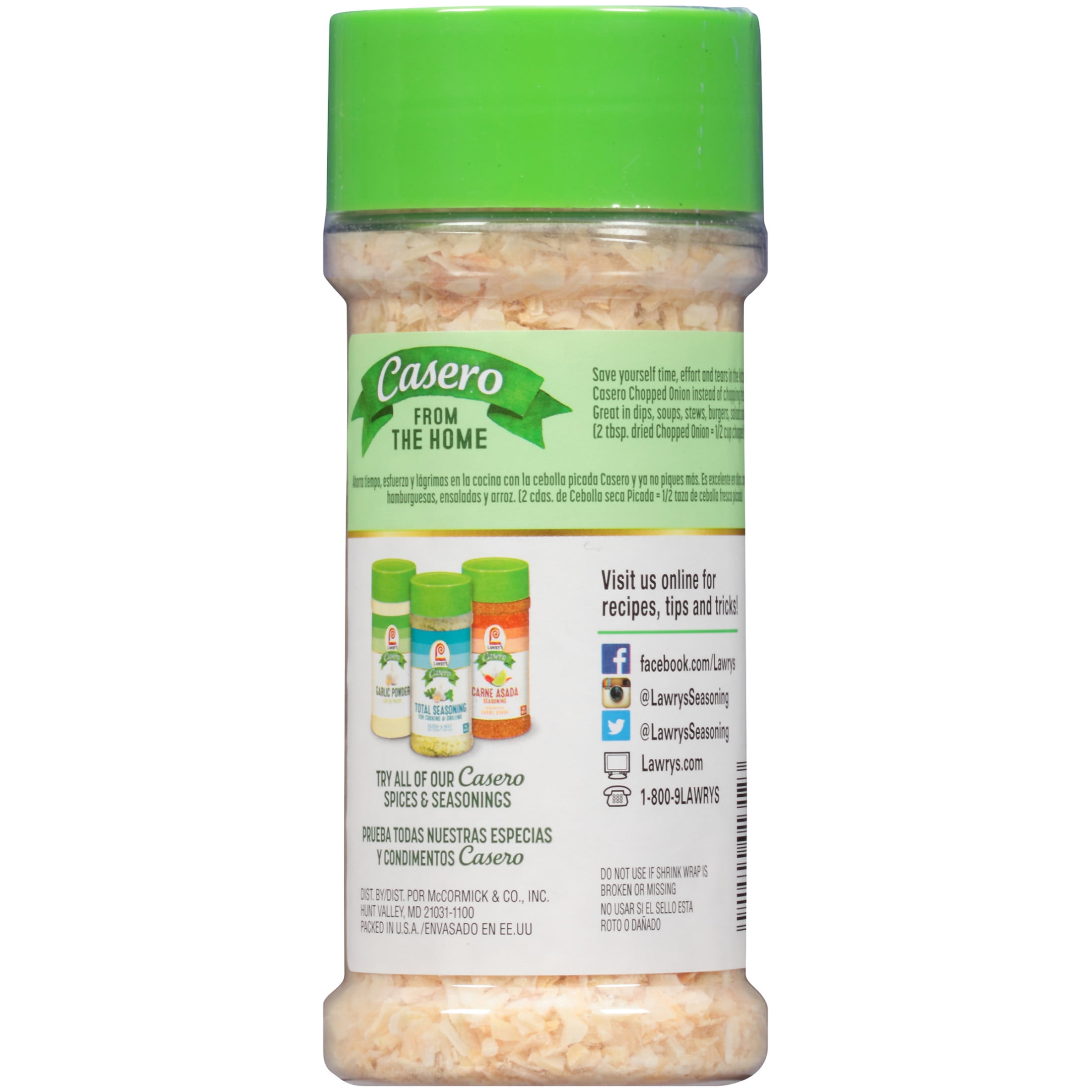 Lawry's Casero Kosher Chopped Onion, 5.6 oz Bottle