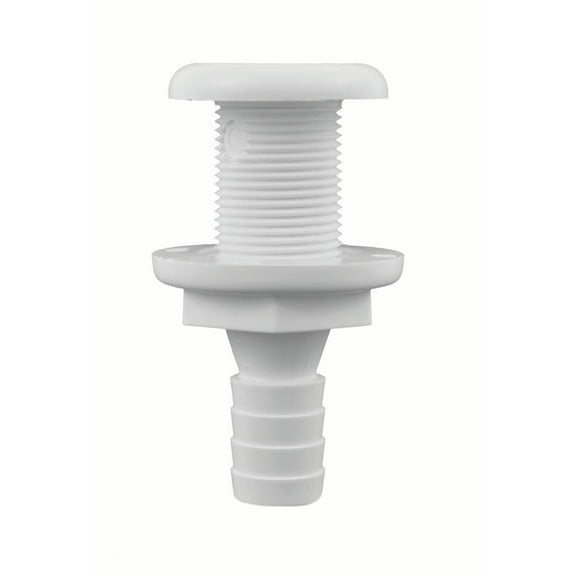 Attwood 3873-3 Polypropylene Straight Thru-Hull Connector, White Finish