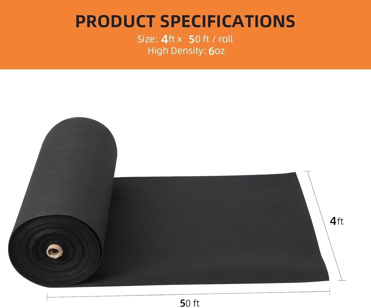 Gaderth Geotextile Weed Barrier Fabric,4x 50FT & 6oz Heavy Duty Landscape Fabric for Gardening, Landscaping, Weed Fabric,350N Tensile Strength & 440N Load Capacity for Landscaping, Erosion Control