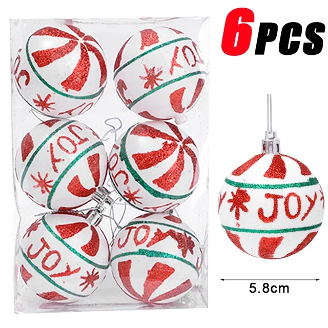 6 piezas de adornos de bolas de Navidad, copos de nieve de Papá Noel, colgante para árbol de Navidad, regalos de Navidad para el hogar, decoración de fiesta de Navidad