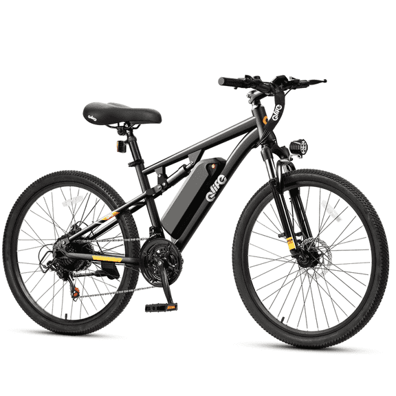 Qlife Electric Bike for Adults - Full Suspension 21-Speed Mountain Lightweight Ebike with Peak 1000W 25MPH Brushless Motor, 48V 7.8Ah Black