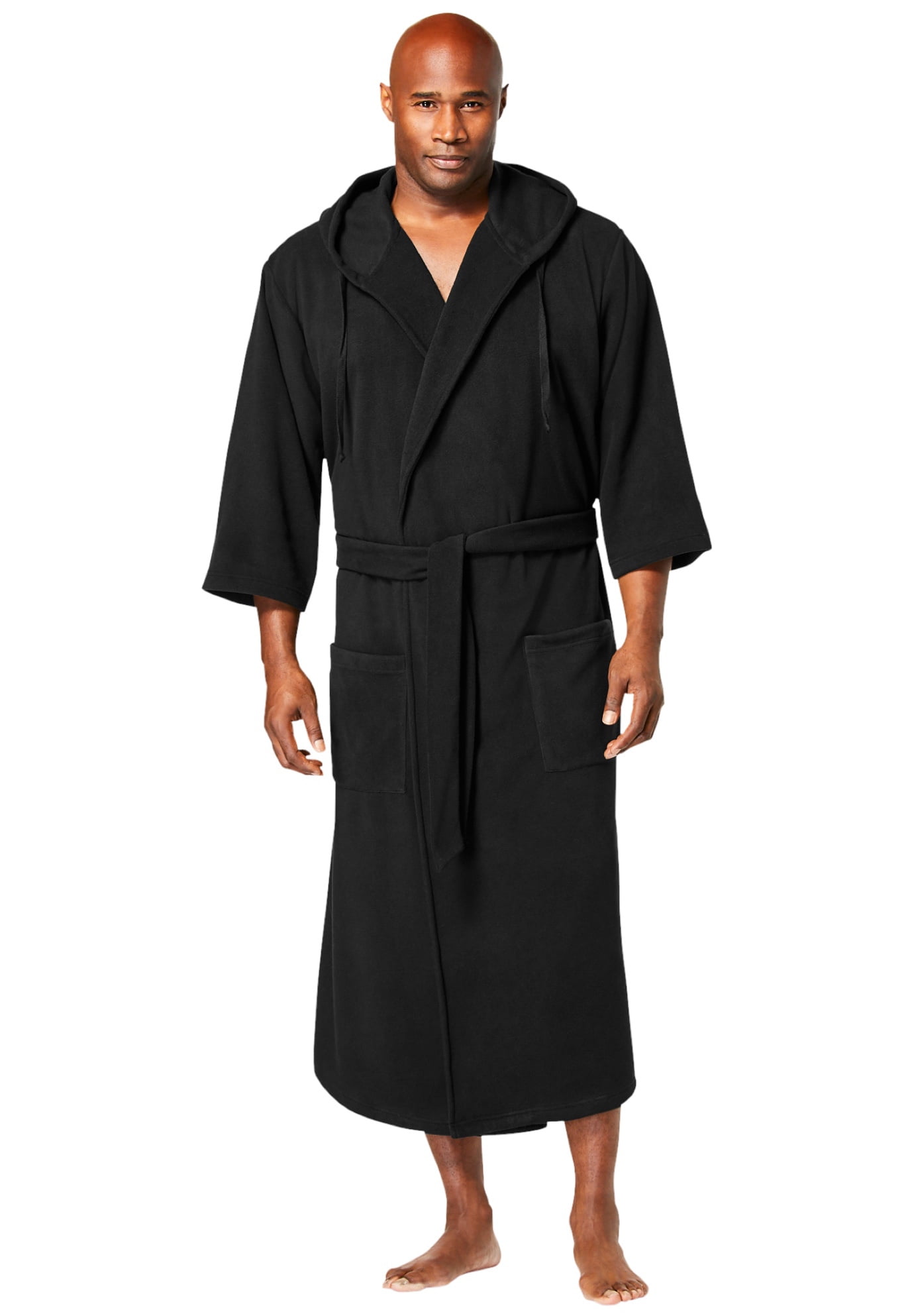 Kingsize Men's Big & Tall Hooded Microfleece Maxi Robe With Front