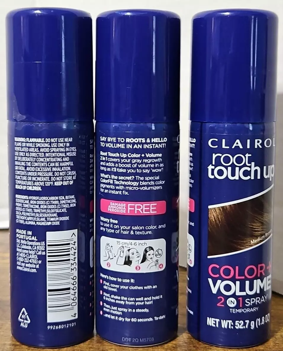 Clairol Root Touch-Up Color + Volume 2-in-1 Temporary Spray, Light Brown Hair Color, Pack of 1