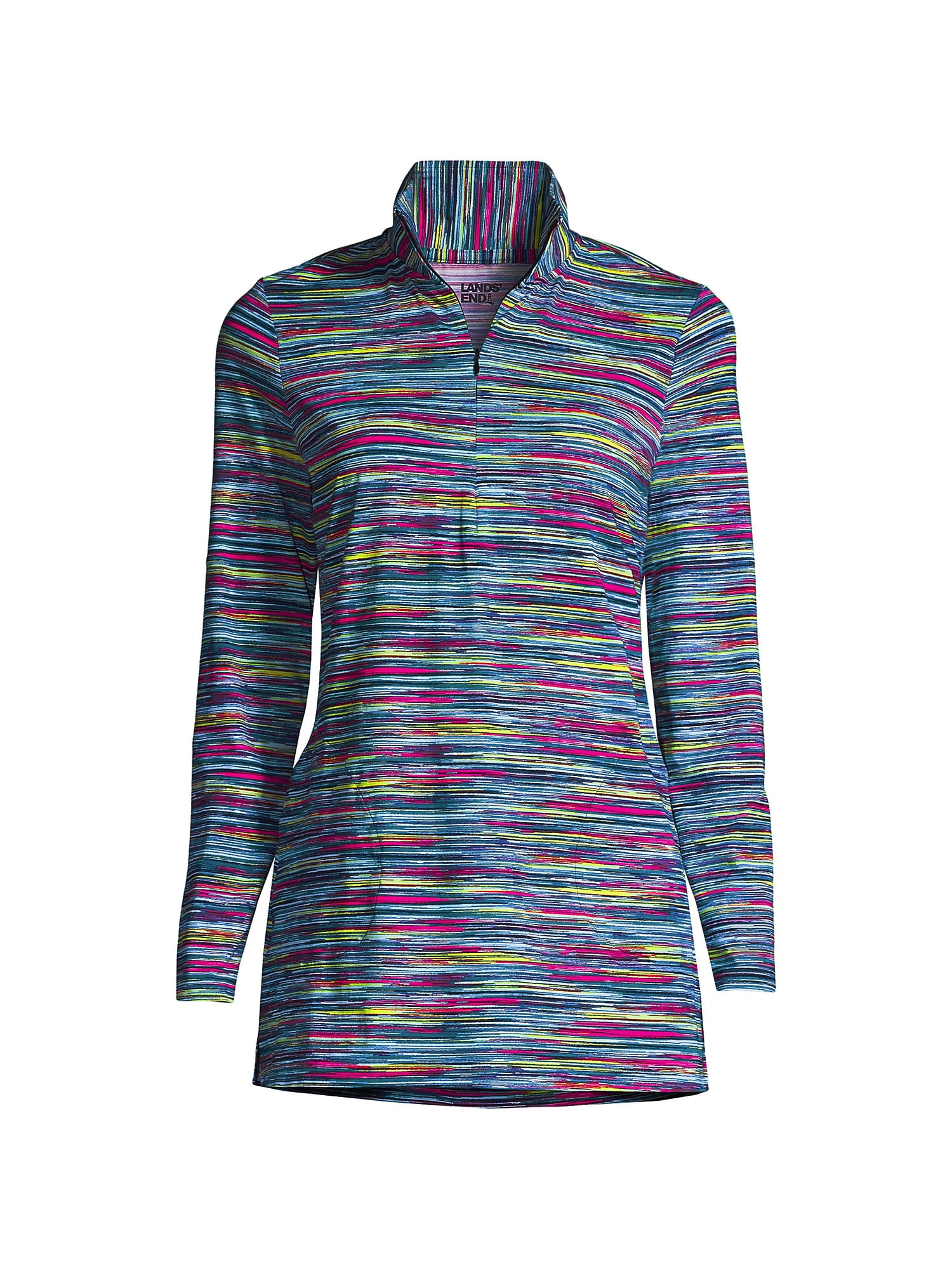 Lands' End Women's Quarter Zip Long Sleeve Tunic Rash Guard Coverup