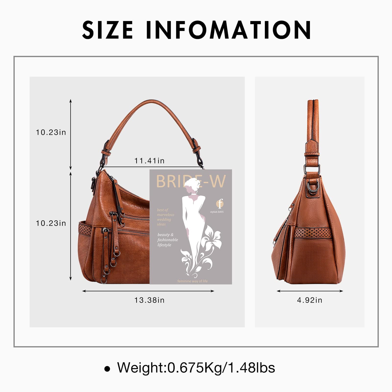 Capamaster Large Capacity Vintage Hobo Bag | Retro PU Leather 2-Way Shoulder Crossbody Purse for Women Brown