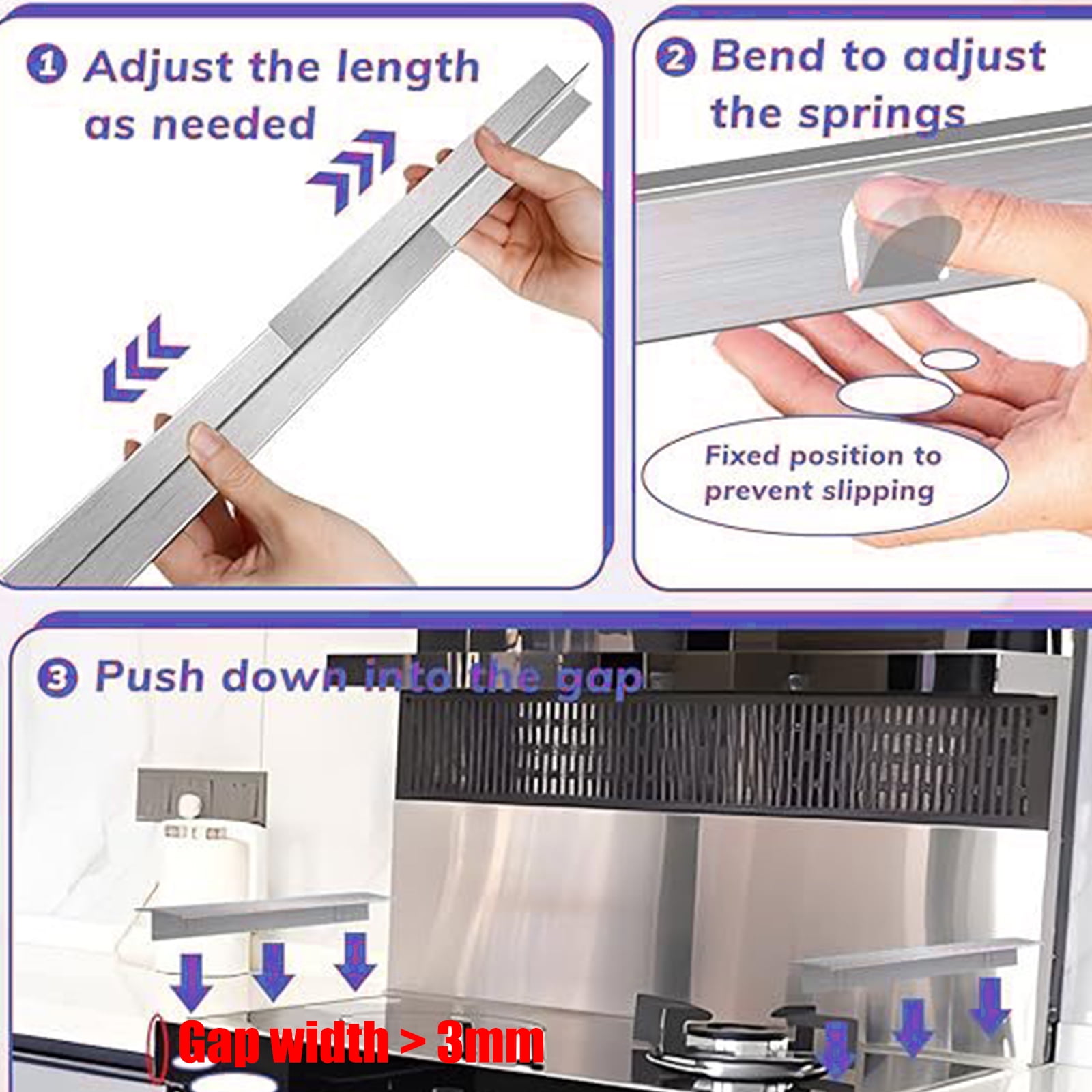 Stainless Steel Stove Space Cover Adjustable Stove Space Filler Guard For Oven Countertop Heat Resistant