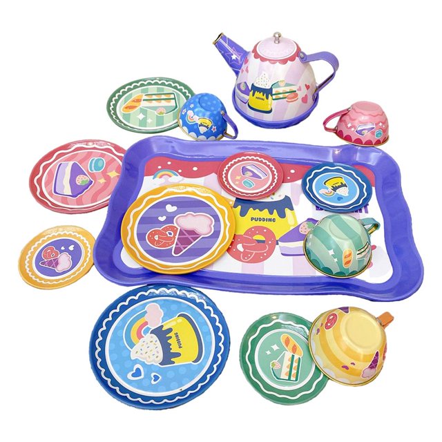 Juguetes para jugar a las casitas Juguetes De Hojalata, Juego De Té, Juego De Juguetes Para La Hora Del Té, Regalo Para Niños, Cocina, Juego De Simulación, Juego De Pasteles De 14 Uds. Magideal Juguetes para jugar a las casitas