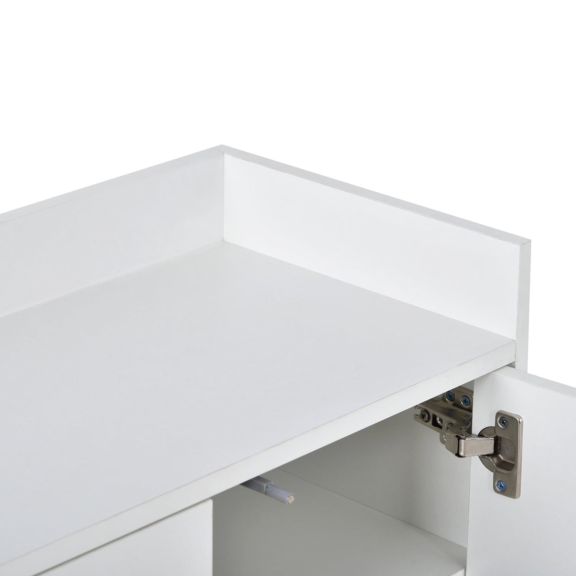 EUROCO 47.2'' Modern Sideboard Storage Buffet Cabinet, Particle Board Buffet Cabinet with 4 Doors, Adjustable Shelves and Gold Metal Legs for Dining Room, Entryway, White