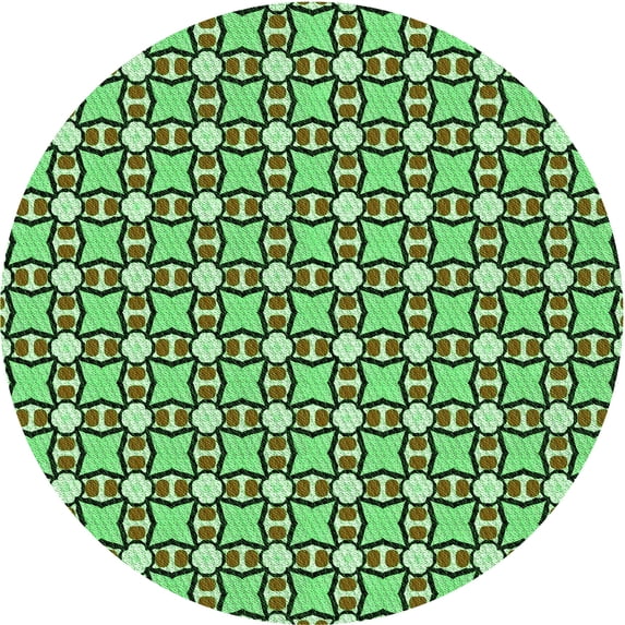 Ahgly Company Machine Washable Indoor Round Transitional Army Green Area Rugs, 6' Round