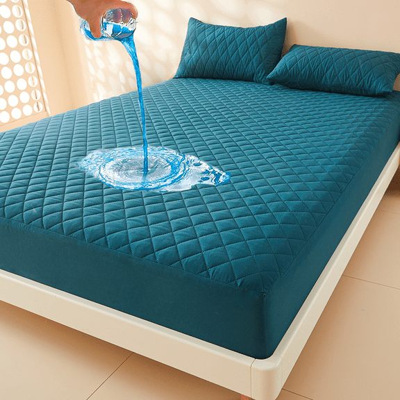 2/3Pcs Waterproof Fitted Sheet Set, Breathable Mattress Protector with Envelope-style Pillowcases, Microfiber, Wrinkle Resistant