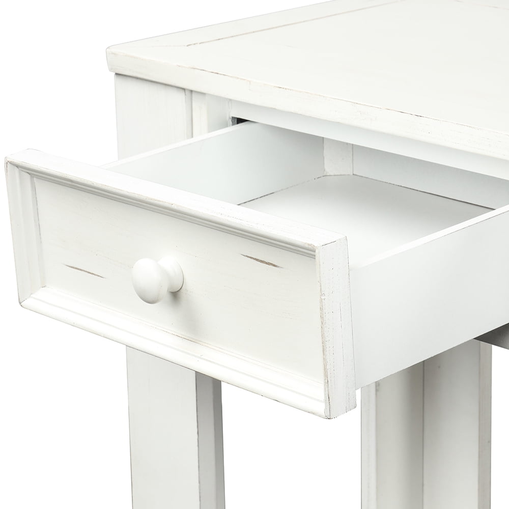Kepooman Antique Console Table with Storage Drawers and Bottom Shelf, Sofa Table for Entryway Hallway, White Kepooman Antique Console Table with Storage Drawers and Bottom Shelf, Sofa Table for Entryway Hallway, White