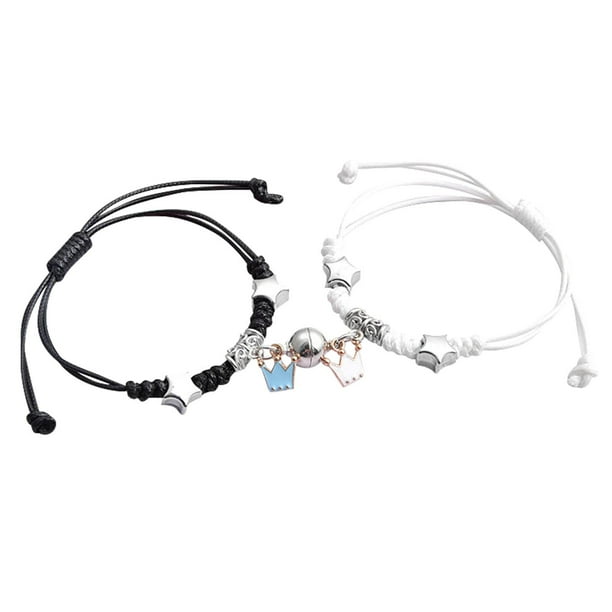 Juego de pulseras magnéticas para parejas, de aleación ajustable | Pulseras de atracción a juego para él y para ella | Regalo de cumpleaños, aniversario y San Valentín para parejas y familias