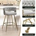 thumbnail image 5 of VECELO Modern Braided Bar Stools Set of 4 – Velvet Counter Height Stools with Woven Back Support & Footrest, Heavy-Duty Metal Frame Bar Chairs for Kitchen Island,Grey, 5 of 14