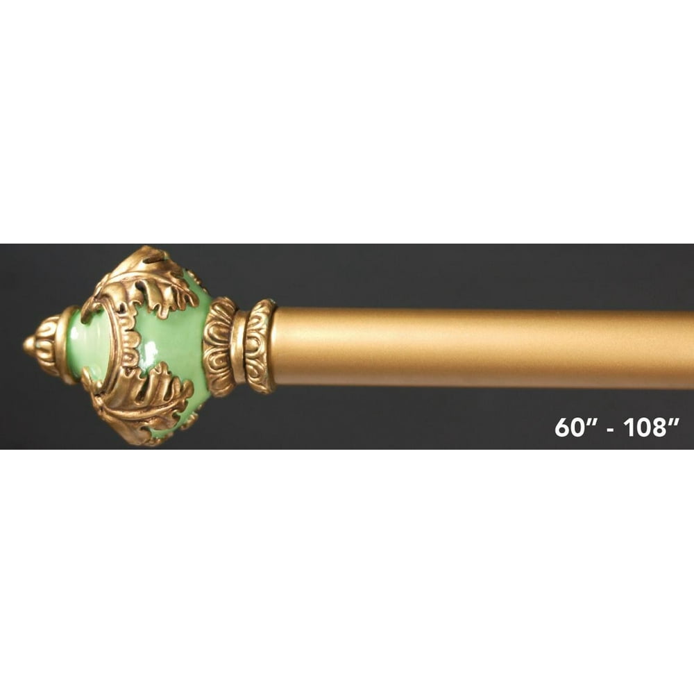 ADJUST CURTAIN ROD GRN/GOLD FINIAL