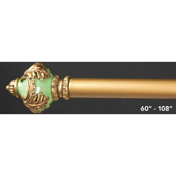 ADJUST CURTAIN ROD GRN/GOLD FINIAL