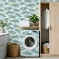 thumbnail image 4 of Flower Peel and Stick Wallpaper 17.7in x 9.8ft Blue Rose Floral Soft Green Accents Light Contact Paper Vinyl Waterproof Self Adhesive Wall Paper for Bedroom Shelf Cabinet Renter Friendly, 4 of 8