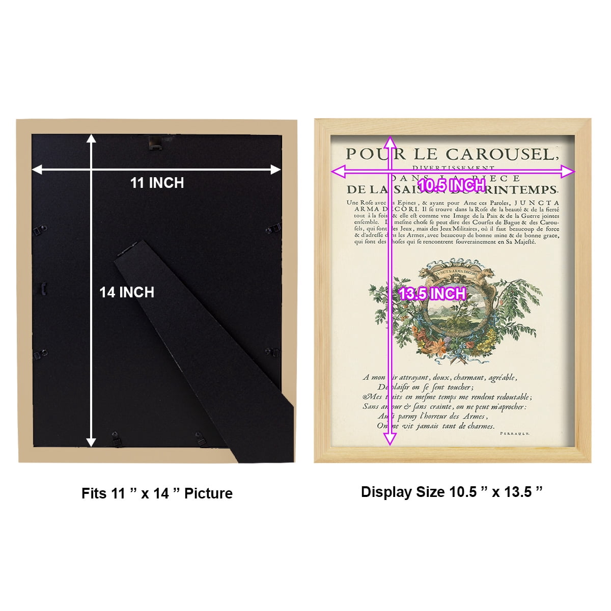 Printed Embellished Bookplate IV - Framed Print w/glass - Natural Wood