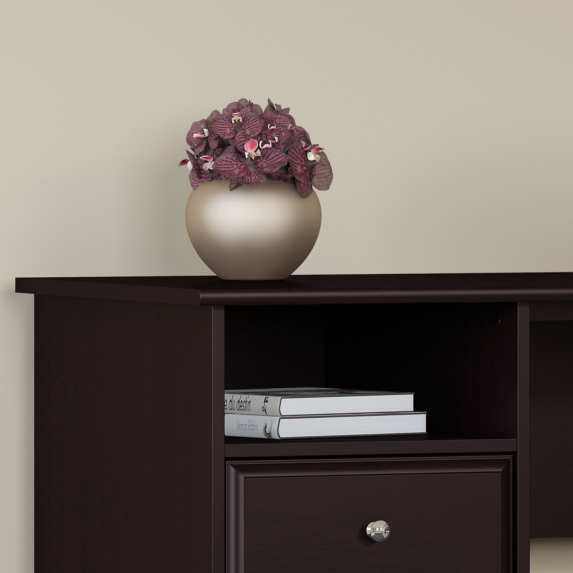 Bush Furniture Cabot 60" Computer Desk with Storage, Espresso Oak