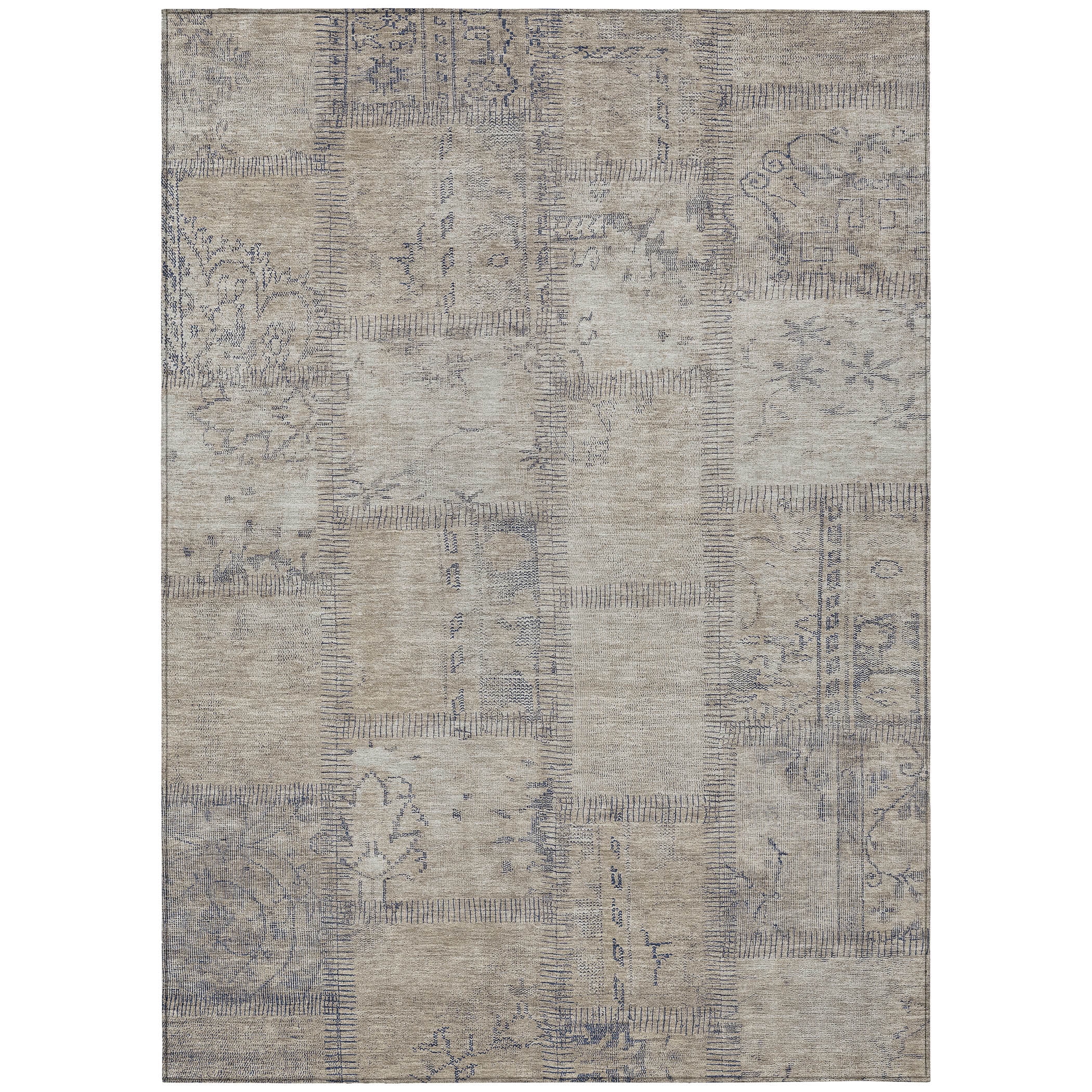 Addison Rugs Chantille Indoor/Outdoor Transitional Patchwork Beige Washable Rectangle Rug, 10' x 14'