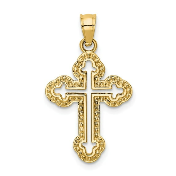 FB Jewels 14K Yellow Gold Cut-out Budded Cross Charm