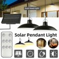 thumbnail image 2 of Lámpara colgante solar para exteriores, lámpara LED impermeable, candelabro de doble cabeza, decoraciones con control remoto para cobertizo interior, granero, habitación, 2 cabezas, color blanco, 2 of 5