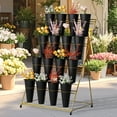 thumbnail image 6 of Flower Display Stand 4 Layers, 16 PCS Black Buckets, Revolving, Metal Frame, Movable Metal Plant Stand, Plant Stand with Wheels for Florist Shop, Office Decor, 6 of 8