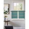 thumbnail image 3 of Teal Wood Grain Tier Curtains 24 Inch Length,Sheer Curtains for Bedroom Living Room Window Farmhouse Vintage Wooden Rustic Rod Pocket Drapes Kitchen Curtains Small Half Window 27.5"x24" 2 Panels, 3 of 6