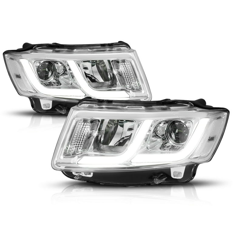 Chrome/Clear*Dual LED DRL BAR*Projector Headlight 14-16 Jeep Grand Cherokee  WK2 15