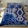 thumbnail image 4 of Nueva Zelanda Juego de Cama Aotearoa Kowhaiwhai Mix Taniko Art - Azul LT14, 4 of 6