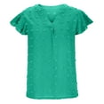 thumbnail image 4 of BangWanChi Womens Blouses Formal Fashion Women's Summer V-Neck Solid Short Sleeve Sexy Top Blouse, 4 of 5