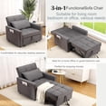 thumbnail image 3 of 3-in-1 Sofa Bed/Sleeper Chair with Bed Function, Linen Fabric, Small Sleeper Sofa/Sleeper Chair with Side Pocket and Adjustable Backrest for Guest Bed, Space-Saving Sleeper Sofa, 3 of 6