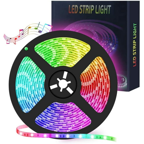 16.4FT / 5M LED Strip Lights, Smart Color Change Rope Lights 5050 RGB LED Lights with APP Bluetooth and 24-Key Remote Control Remote Music Color Changing Soft Light Strip for Home Bedroom Decoration