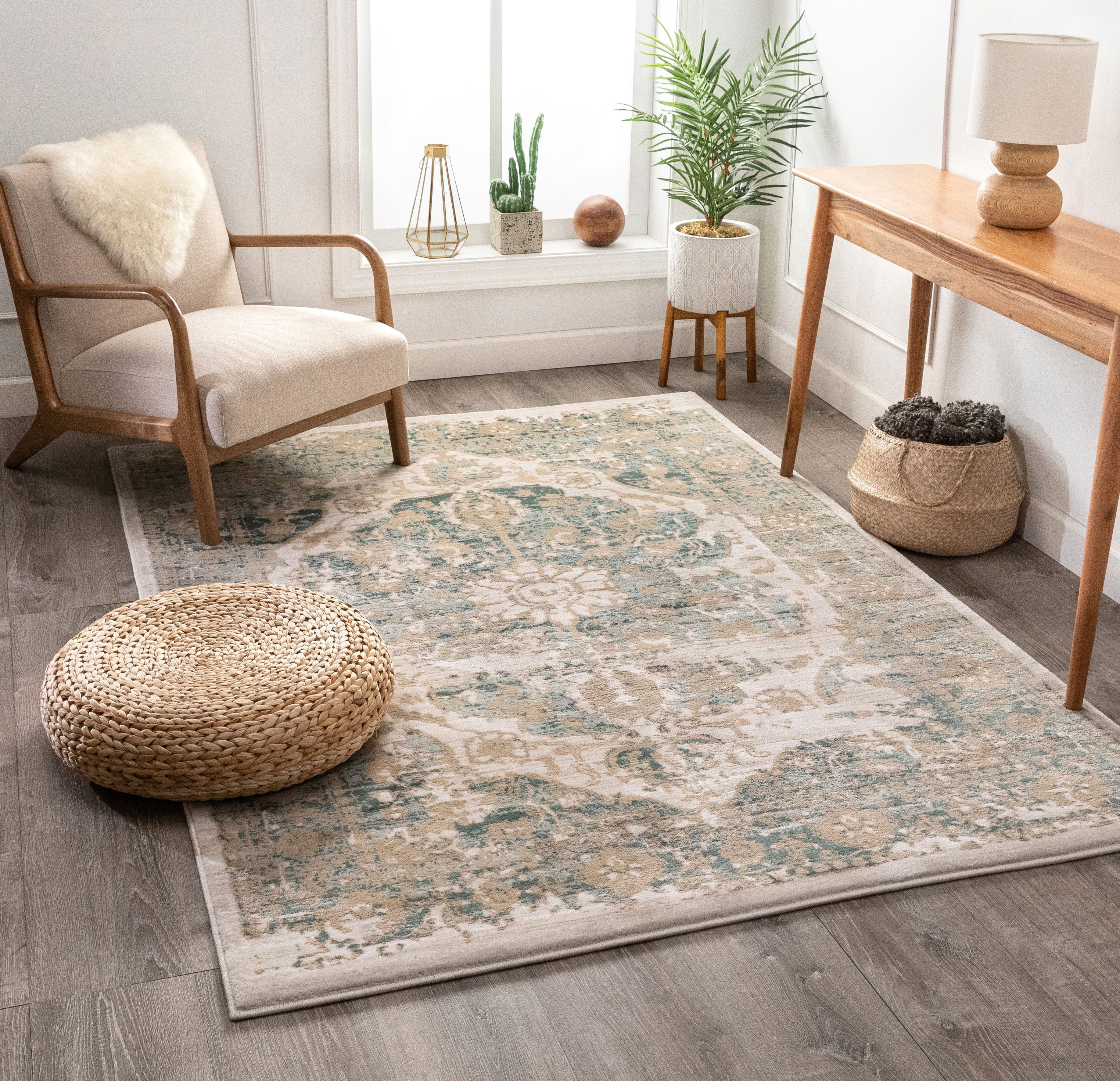 Well Woven Millie Tribal Mint Blue Medallion Area Rug 5x7 (5'3" x 7'3