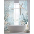 thumbnail image 5 of Ocean Starfish Anchor Sheer Curtains 84 Inches Long 2 Panels Retro Coral Flower Blue Theme Light Filtering Semi Sheer Window Curtains Drapes for Bedroom Living Room 52"x84", 5 of 7