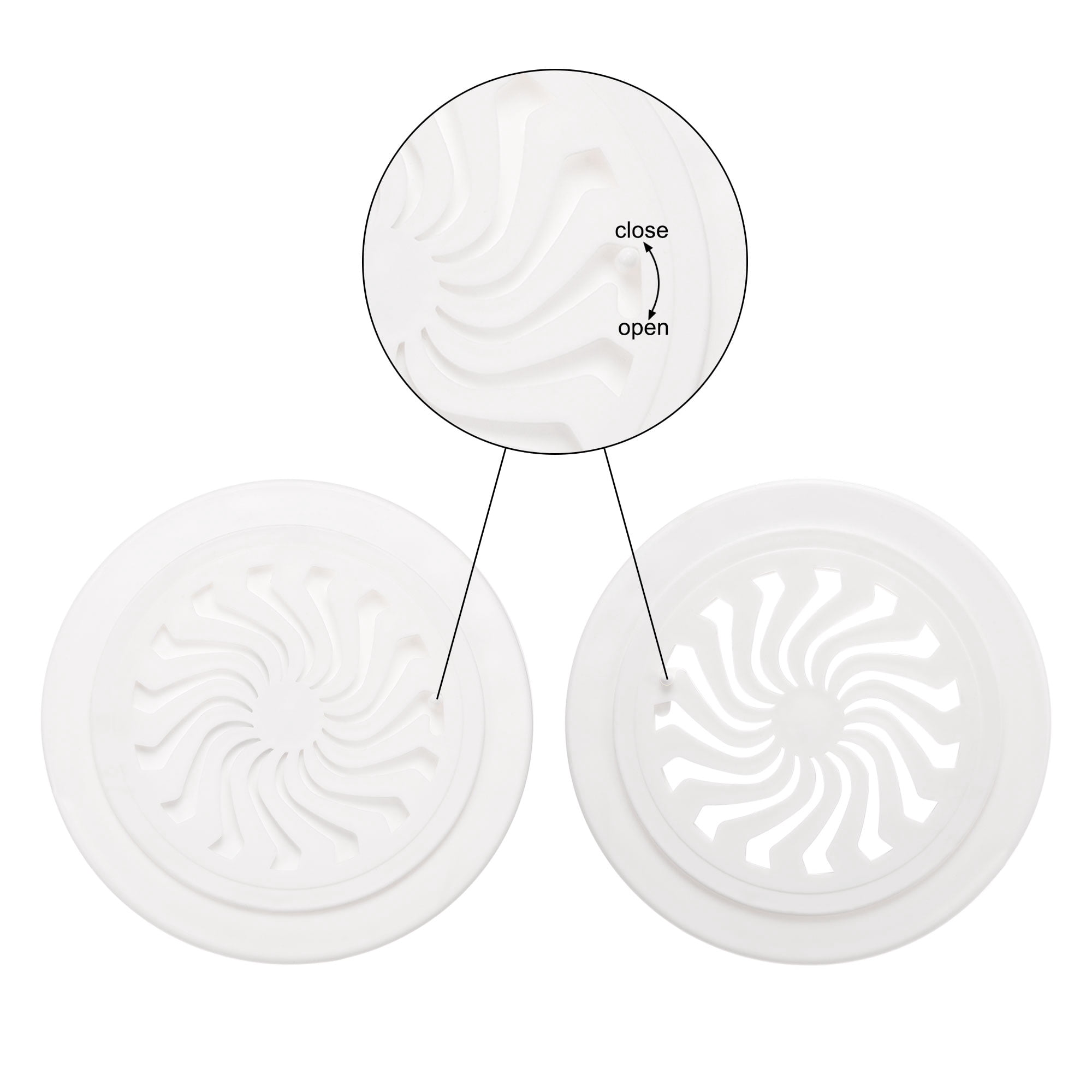 Uxcell 5.12" x 1.46" Round Vent Cover Adjustable Air Vent Cover ABS Plastic White 4pcs