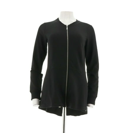 French Rib Knit Jacket - denim & co french terry zip hi-low knit jacket a299111