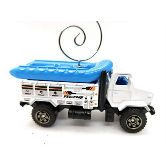 White Water Rapids Rescue Boat Truck Custom Christmas Ornament 1:64 Diecast