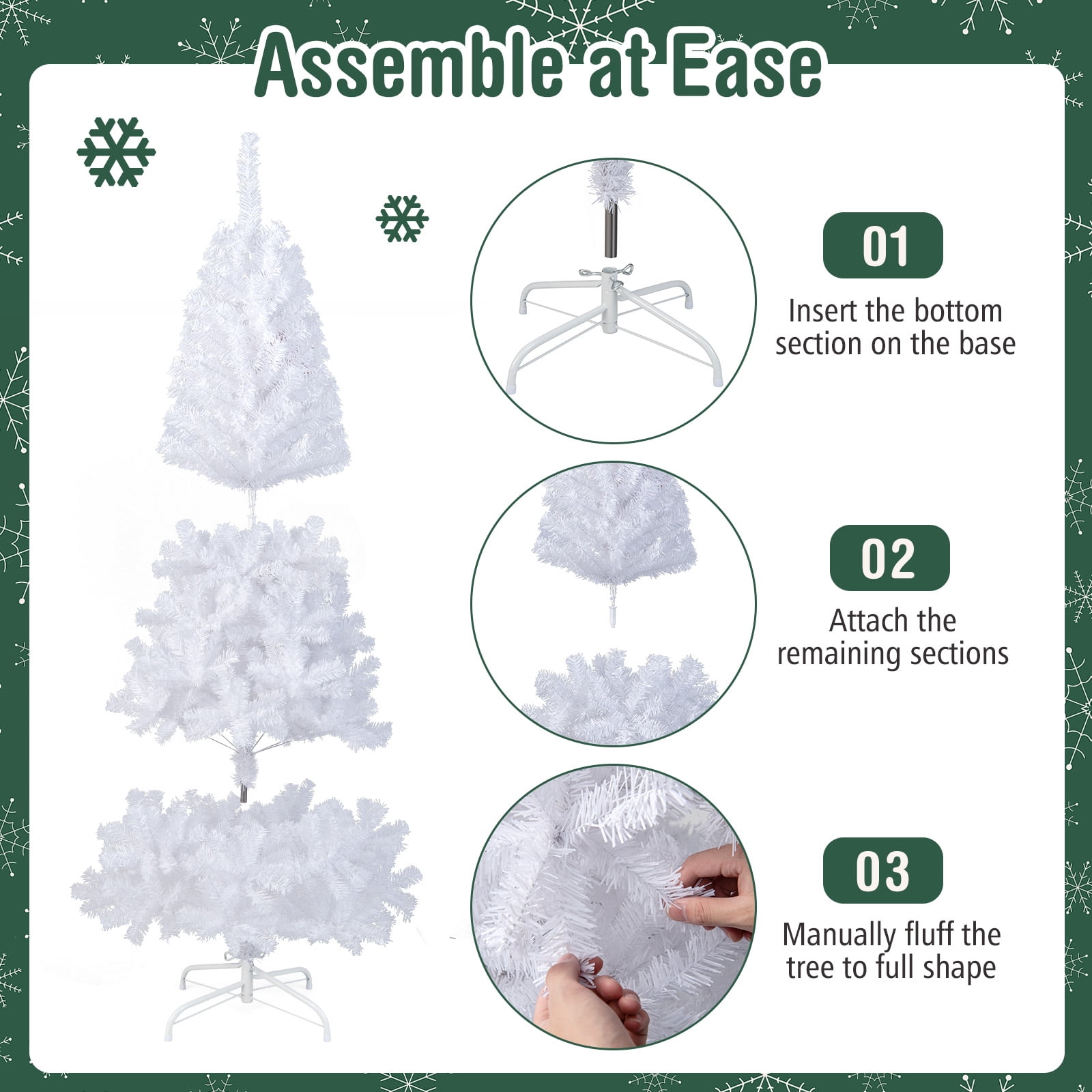 Topbuy 7'Artificial White PVC Christmas Tree Outdoor w/ Metal Stand and Anti-scratching Cover