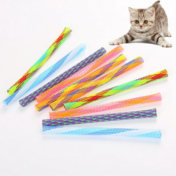 SPRING PARK 5/10Pcs Cat Spring Tube Toy, Freely Folding Spring Shape Multi-Color Cat Bouncing Toy Fun Pet Action Interactive Toys