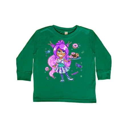 

Inktastic Girl with Purple Hair Donuts and Candy Gift Toddler Boy or Toddler Girl Long Sleeve T-Shirt