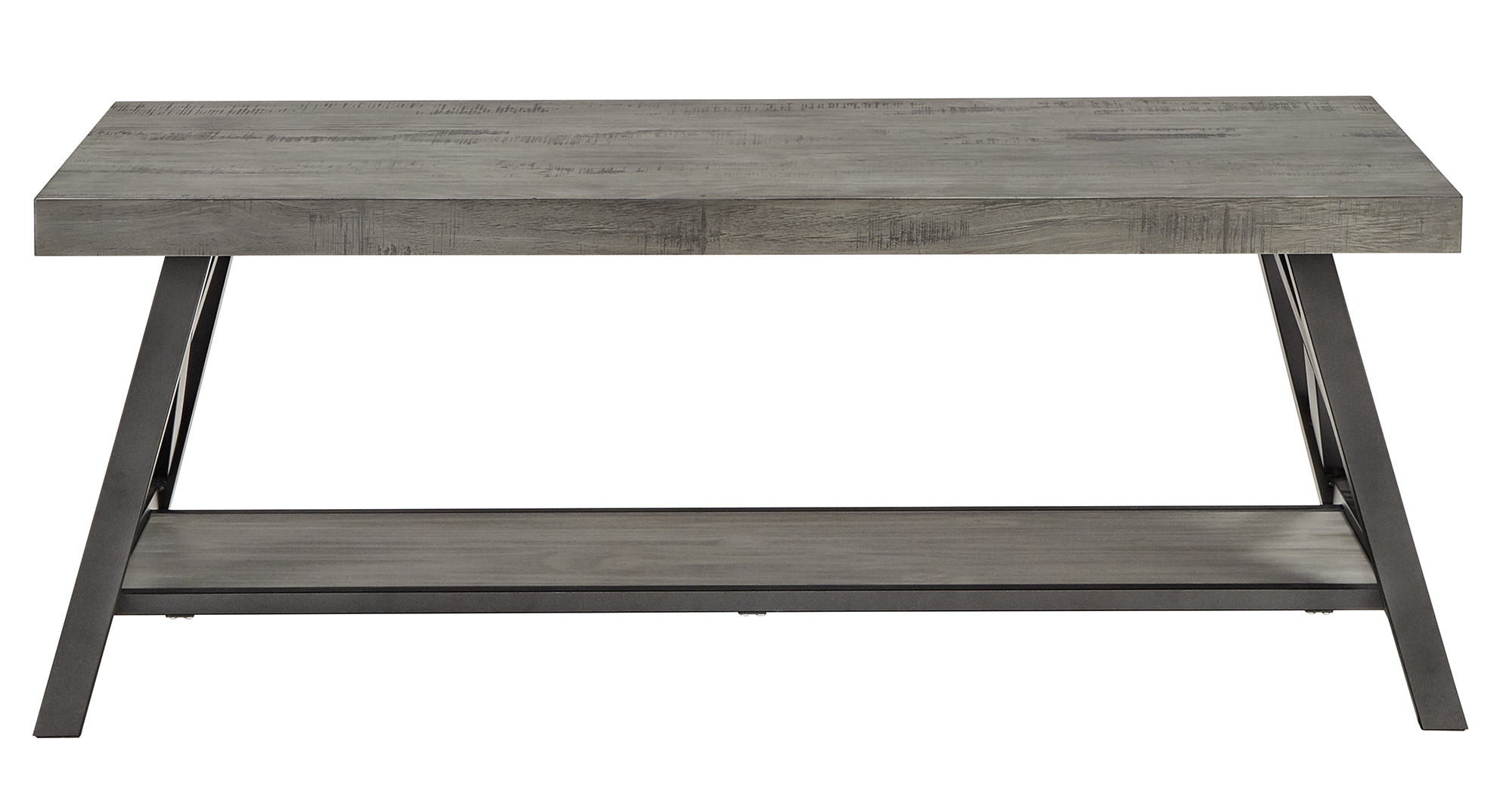 Weston Home Westyn Rustic X Base Wood Rectangular Coffee Table, Gray